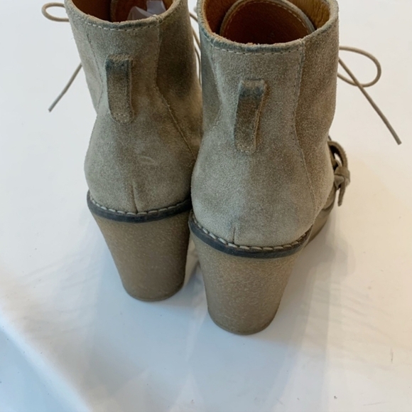 Madewell Suede Lace Up WEDGE Booties MONK strap Buckle 3.5" HEIGHT SZ 9.5 - Picture 13 of 15